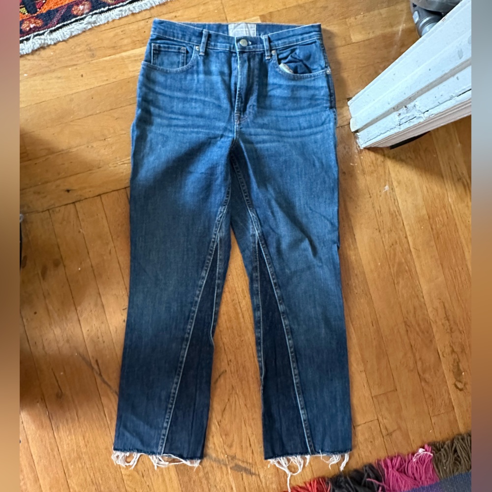 Everlane crop jeans with contrasting inner leg panel
